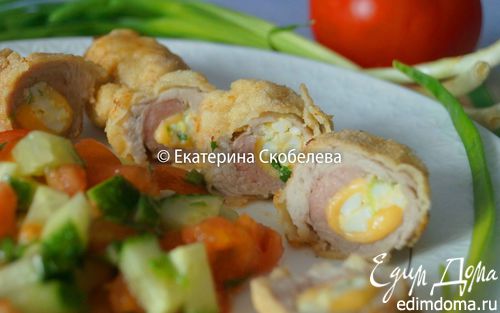 Рецепт Фламенкины с начинкой из сыра, яйца и зеленого лука