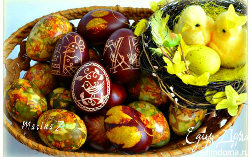 Рецепт Пасхальные яйца: "крашенки" и "царапанки"