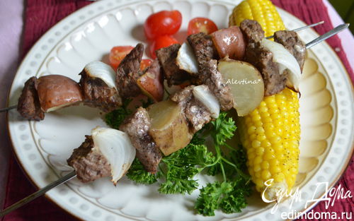 Рецепт Перуанский говяжий кебаб с кукурузой