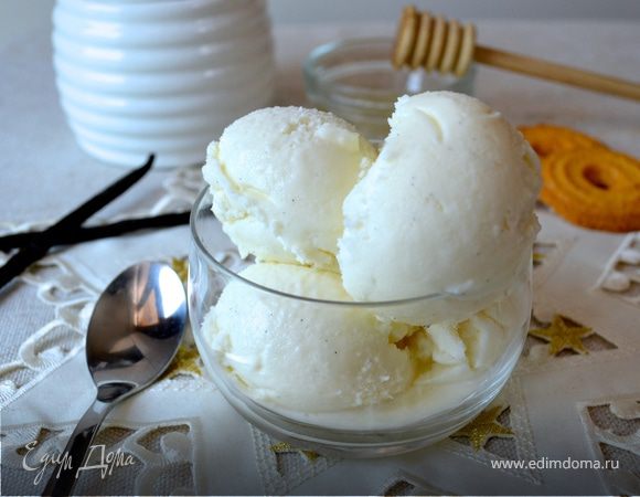 Ванильное мороженое со сливочным сыром и медом