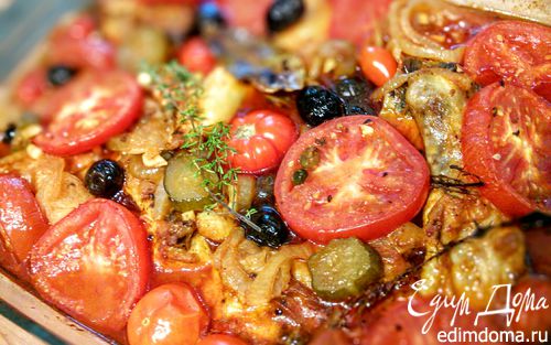 Рецепт Курица, тушеная с помидорами по-средиземноморски