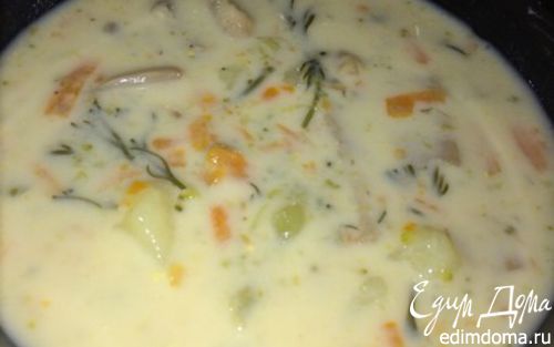 Рецепт Сырный суп с шампиньонами и брокколи