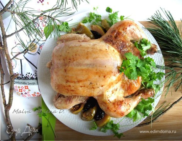 Курица, фаршированная яблоками, в духовке — рецепт с фото пошагово