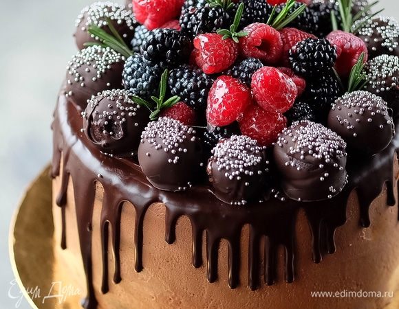 Шоколадный торт с творожным кремом и фруктами - рецепт автора Ирина