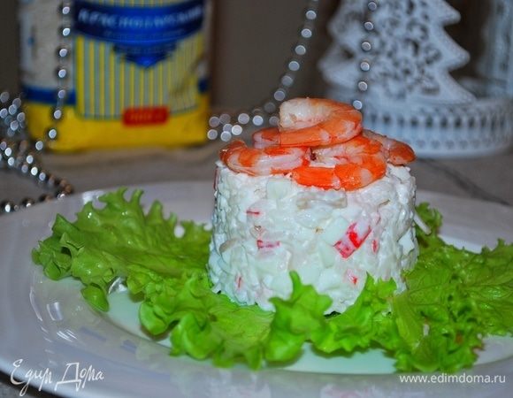 Салат с кальмарами и рисом