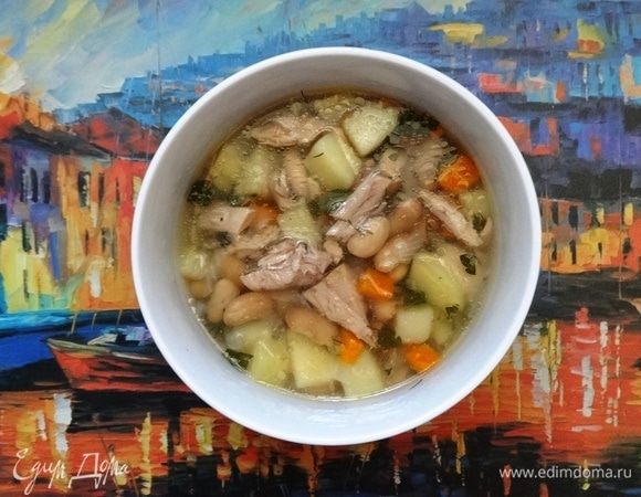 Суп из консервированного тунца с картофелем и рисом