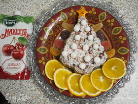 Кекс «Новогодний» с шоколадом и вишневым джемом