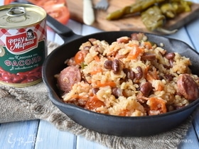 Рис по-португальски с фасолью и колбасками