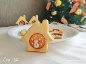 Стеклянное печенье «Снеговик в домике»