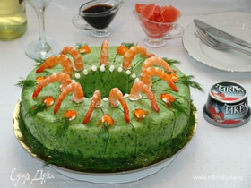 Блинный торт-суши с красной икрой