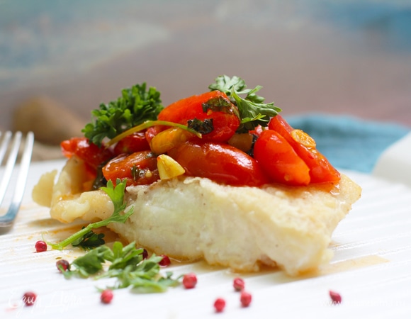 Треска с помидорами и сыром, пошаговый рецепт на ккал, фото, ингредиенты - meduza_etoja