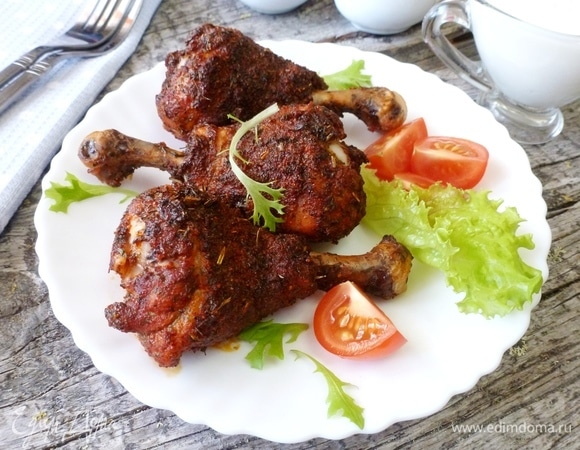 Куриные окорочка с хрустящей корочкой в духовке — рецепт с фото пошагово