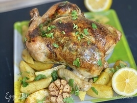 Запеченная курица в «зеленом» масле