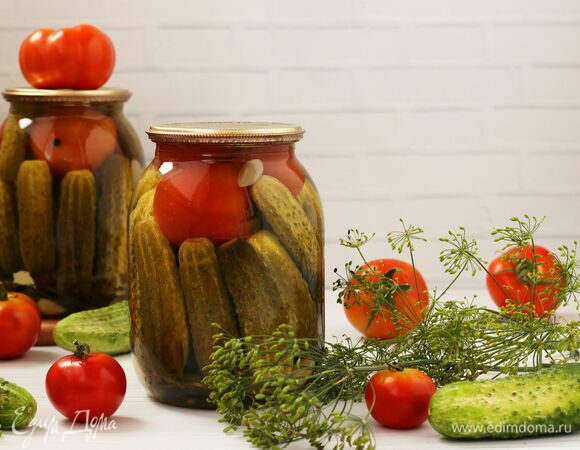 Огурцы с помидорами на зиму, пошаговый рецепт на ккал, фото, ингредиенты - Едим Дома