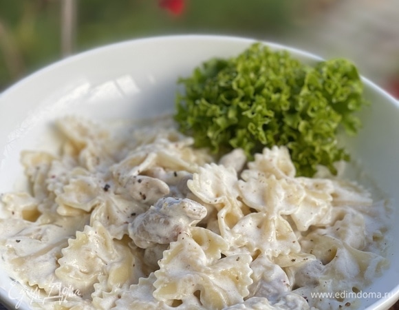 Паста с курицей, шампиньонами и сливочным сыром - рецепт приготовления с фото от ростовсэс.рф