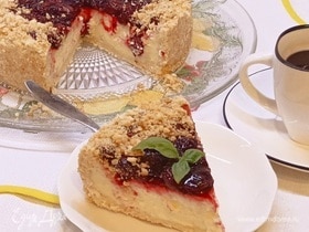 Творожно-ванильный пирог с вишней