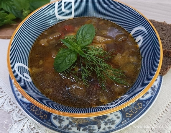 Пряный суп с баклажанами