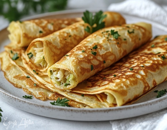Постные блины с капустой