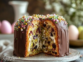 Кулич с дубайским шоколадом и вишней