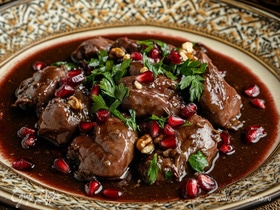 Куриная печень в гранатовом соусе