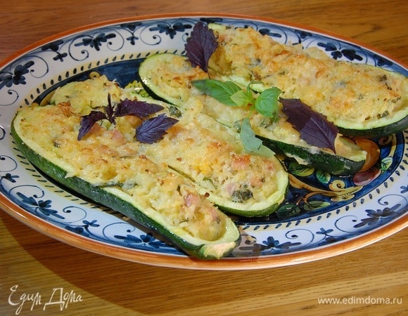 Цукини, запеченные с ветчиной и рисом Цукини, запеченные с ветчиной и рисом