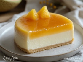 Лимонный чизкейк с пюре из дыни
