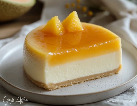 Лимонный чизкейк с пюре из дыни Лимонный чизкейк с пюре из дыни