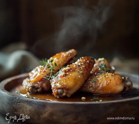 Куриные крылышки в медово-горчичном соусе