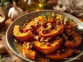 Печёная тыква с мёдом и орехами