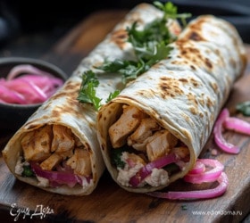 Пикантная шаурма с курицей и хумусом