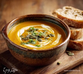 Сливочный крем-суп из тыквы с чесноком