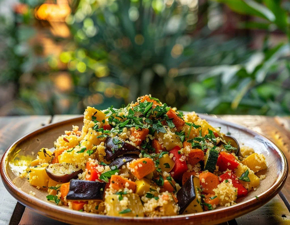 Кускус с жареными овощами и специями