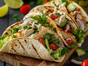 Тако с курицей и свежими овощами
