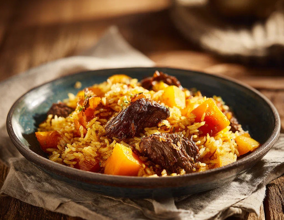 Плов с бараниной и тыквой