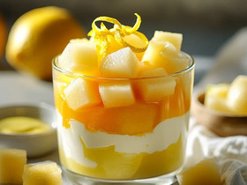 Слоеный десерт с дыней и лимоном