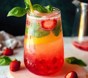 Домашний бабл-лимонад из клубники и базилика