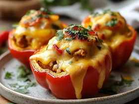 Фаршированные перцы с курицей и ананасами карри Фаршированные перцы с курицей и ананасами карри