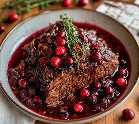 Говядина томленая в клюквенном соусе