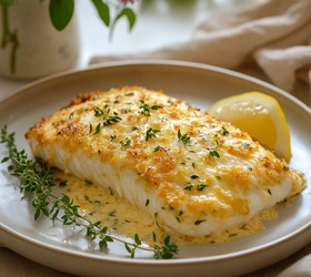 Минтай под сырной корочкой с травами