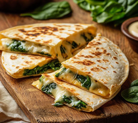 Домашняя кесадилья с сыром и шпинатом