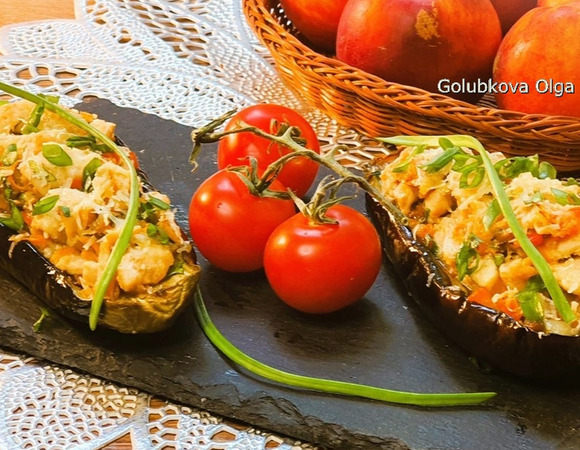 Баклажан по мотивам "кумпир" с курицей